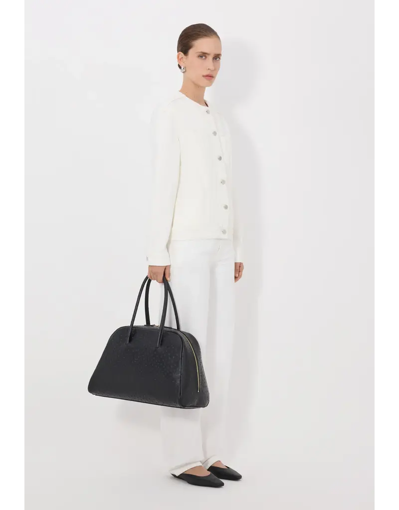 LOULOU DE SAISON RIMA COLLARLESS DENIM JACKET