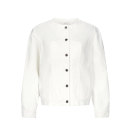 LOULOU DE SAISON RIMA COLLARLESS DENIM JACKET