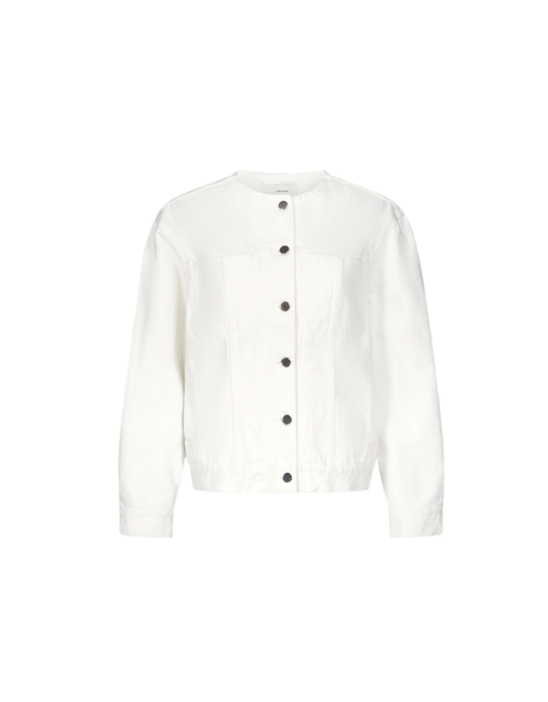 LOULOU DE SAISON RIMA COLLARLESS DENIM JACKET