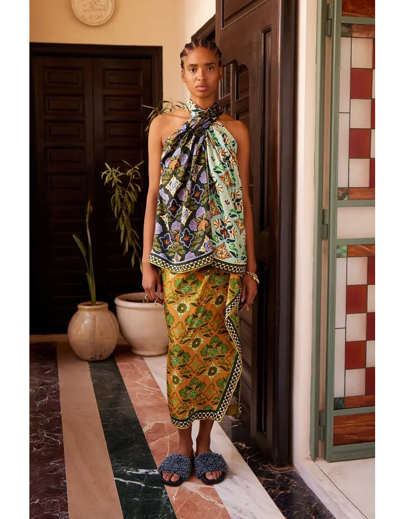 Alemais CECE SPLICED SILK TOP