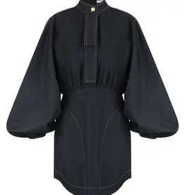 Zimmermann Denim Gathered Mini Dress