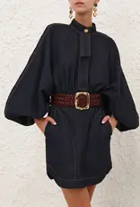 Zimmermann Denim Gathered Mini Dress