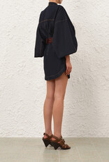 Zimmermann Denim Gathered Mini Dress