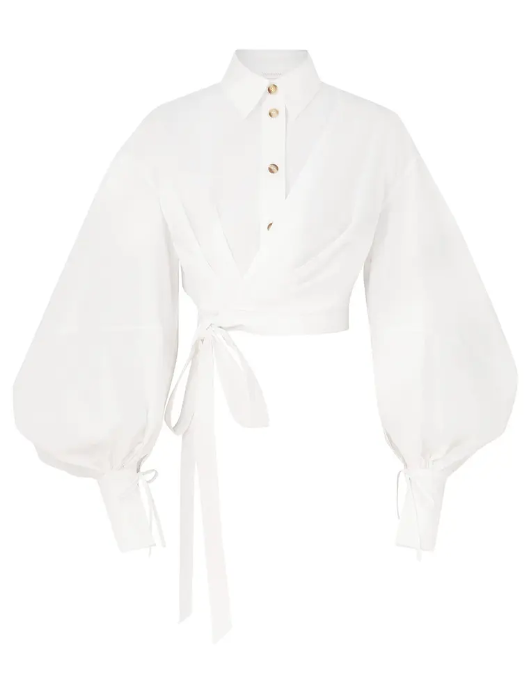 Zimmermann Rebellion Poplin Wrap Blouse