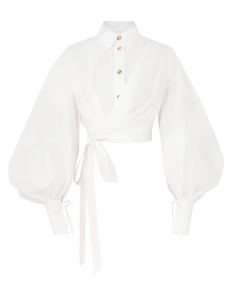 Zimmermann Rebellion Poplin Wrap Blouse