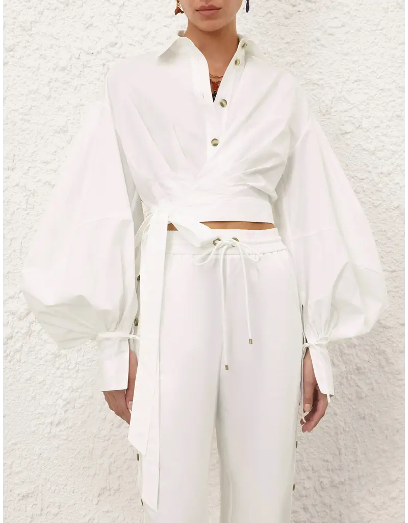 Zimmermann Rebellion Poplin Wrap Blouse
