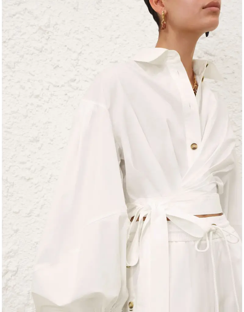Zimmermann Rebellion Poplin Wrap Blouse