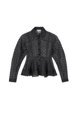 Ganni Flocked Organza Peplum Shirt
