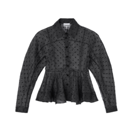 Ganni Flocked Organza Peplum Shirt