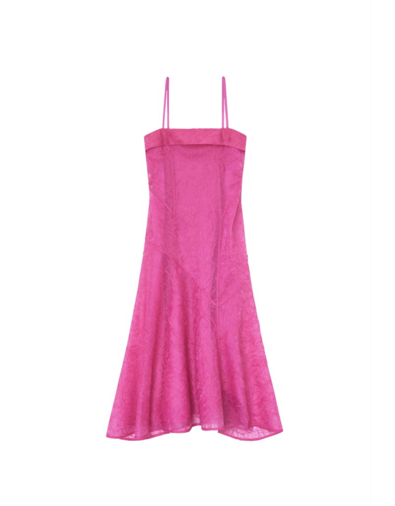 Ganni Shibori Organza Long Asymmetric Dress