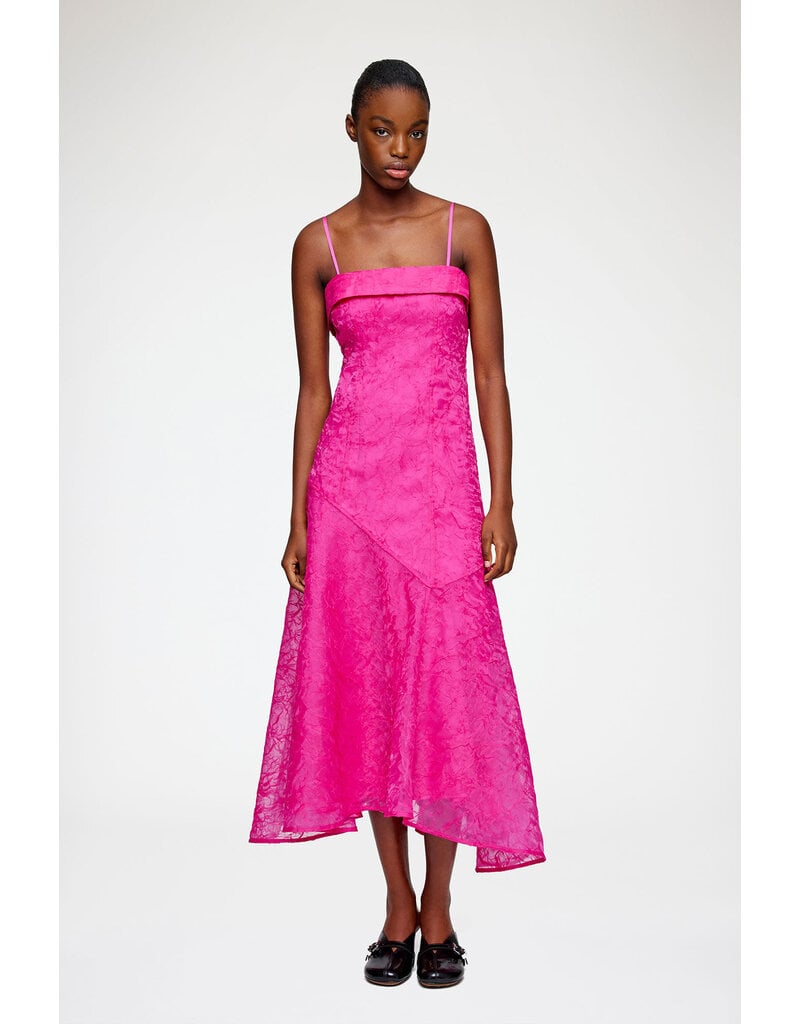 Ganni Shibori Organza Long Asymmetric Dress