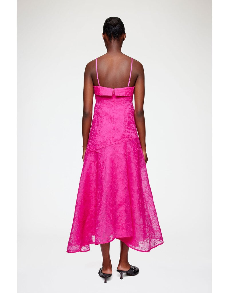 Ganni Shibori Organza Long Asymmetric Dress