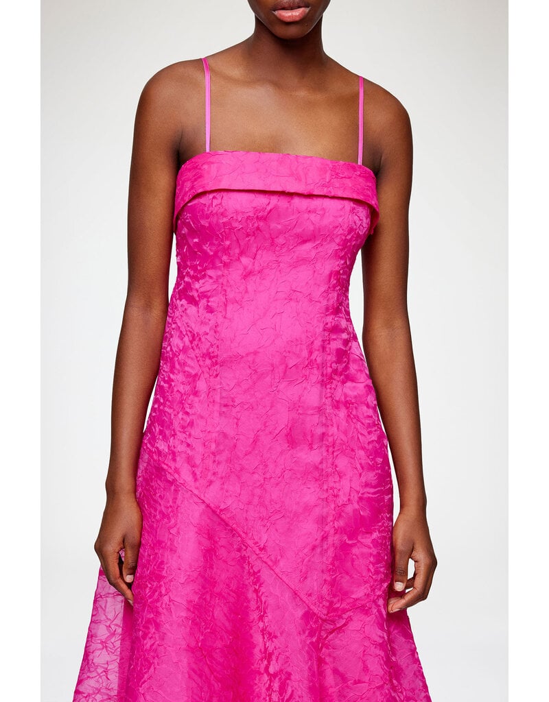 Ganni Shibori Organza Long Asymmetric Dress