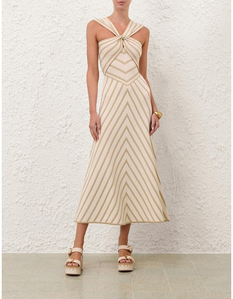 Zimmermann Luna Metallic Halter Dress