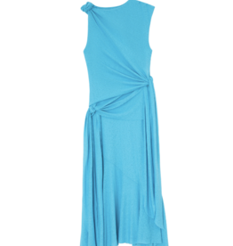 Ganni Marl Mesh Draped Knot Detailing Long Dress