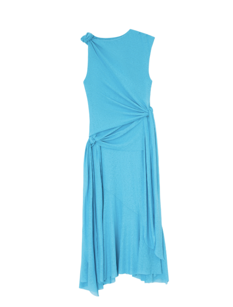 Ganni Marl Mesh Draped Knot Detailing Long Dress