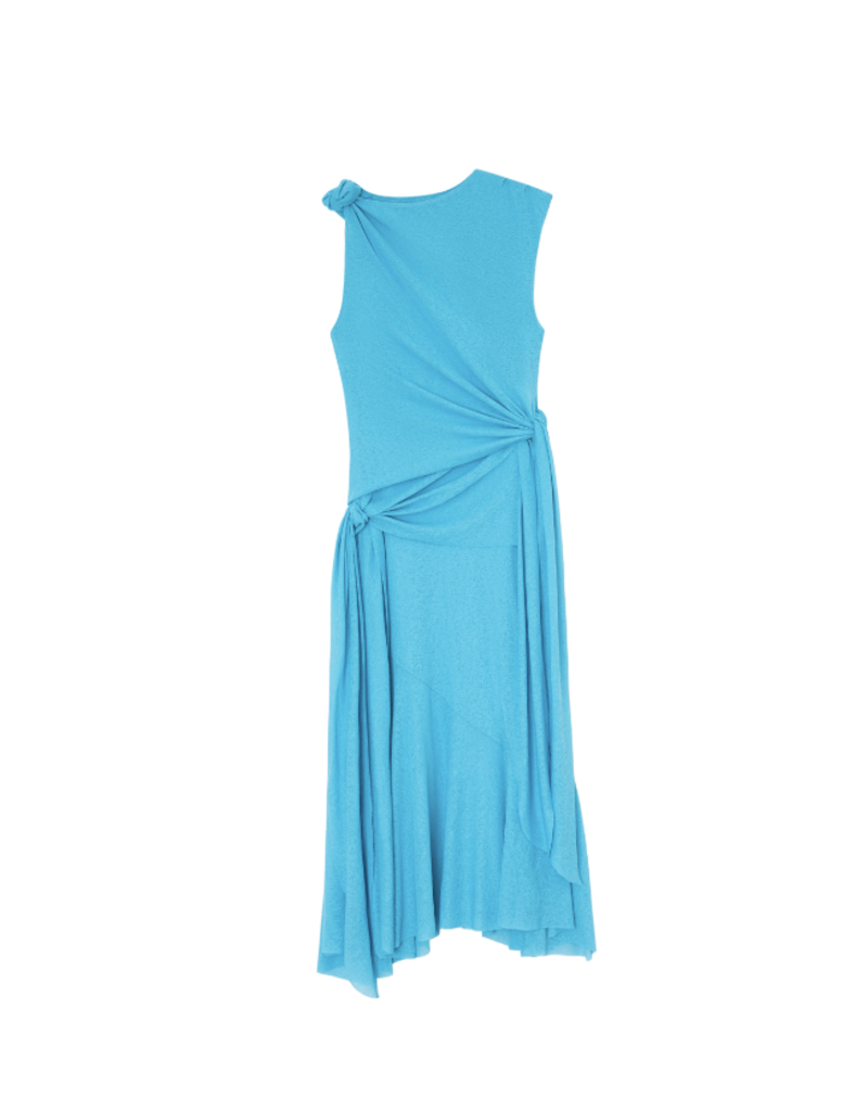 Ganni Marl Mesh Draped Knot Detailing Long Dress