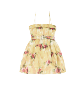 Ganni Printed Duchesse Satin Bubble Mini Dress