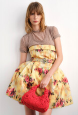 Ganni Printed Duchesse Satin Bubble Mini Dress