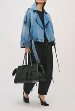 BRANDON MAXWELL THE REGAN DENIM TRENCH COAT WITH BELTED WAIST