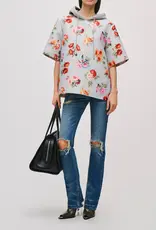 BRANDON MAXWELL THE AINE SHORT SLEEVE CREW NECK SHIRT W/ HOODIE