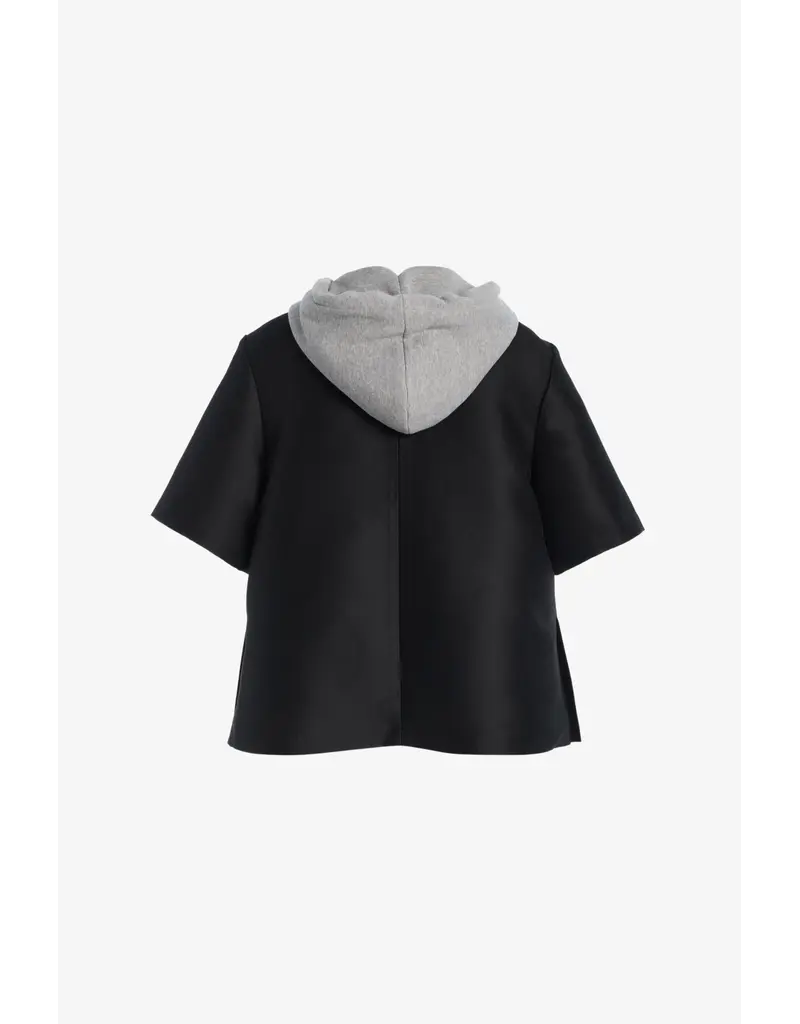 BRANDON MAXWELL THE AINE SHORT SLEEVE CREW NECK SHIRT W/ HOODIE