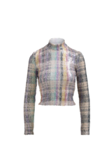 BRANDON MAXWELL THE MAVEN PAILLETE MOCK NECK SHIRT