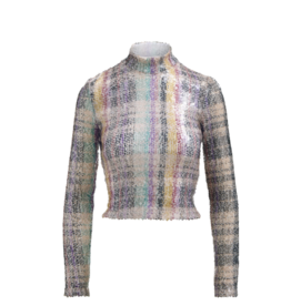 BRANDON MAXWELL THE MAVEN PAILLETE MOCK NECK SHIRT
