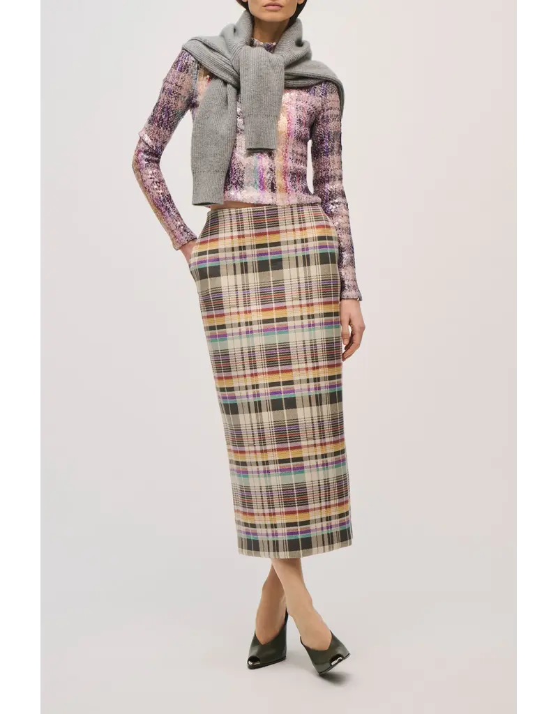 BRANDON MAXWELL THE MAVEN PAILLETE MOCK NECK SHIRT