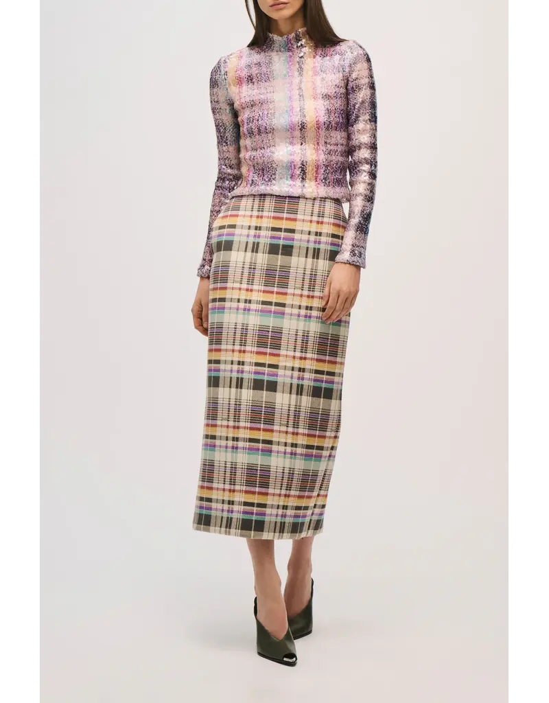 BRANDON MAXWELL THE MAVEN PAILLETE MOCK NECK SHIRT