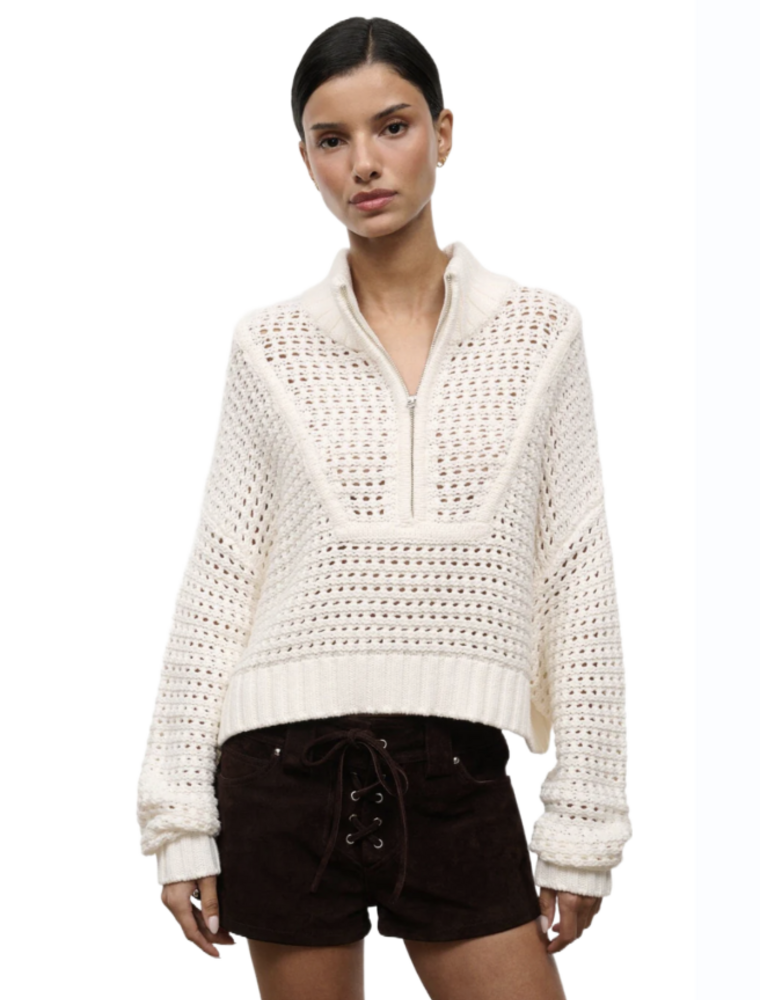 Staud CROPPED HAMPTON SWEATER