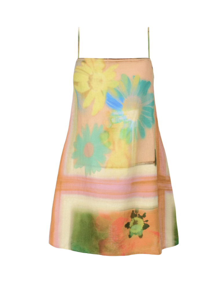 Staud LAURA LINEN MINI DRESS
