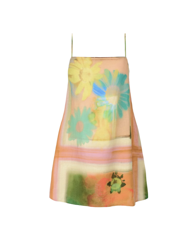 Staud LAURA LINEN MINI DRESS