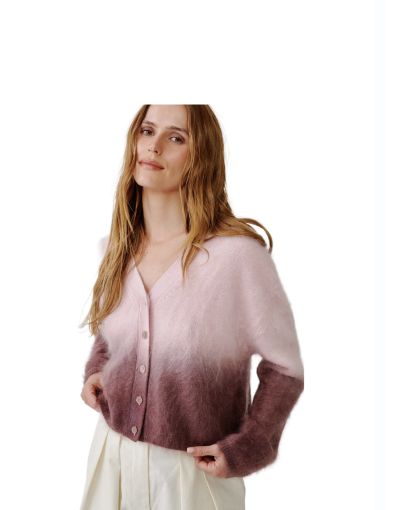 SABLYN JOLIE V CROPPED OMBRE CREWNECK
