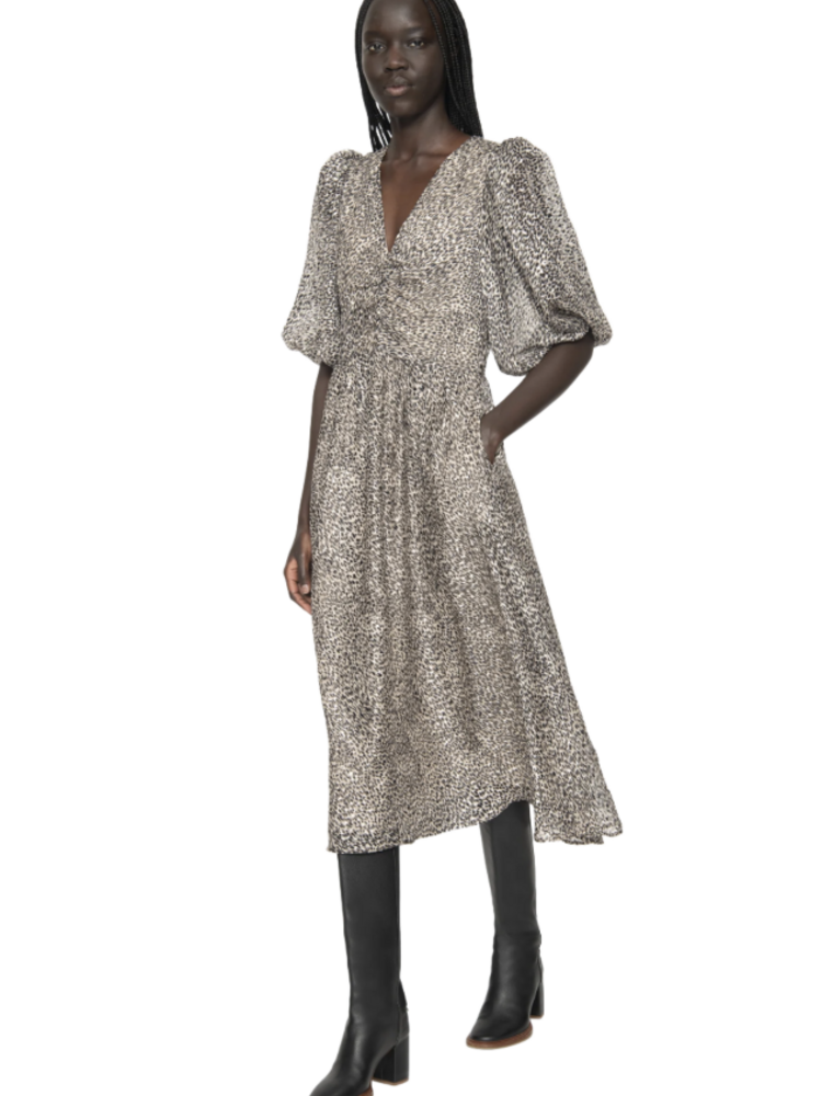 Sea New York CHARLIZE PRINT RUCHED S/SLV DRESS