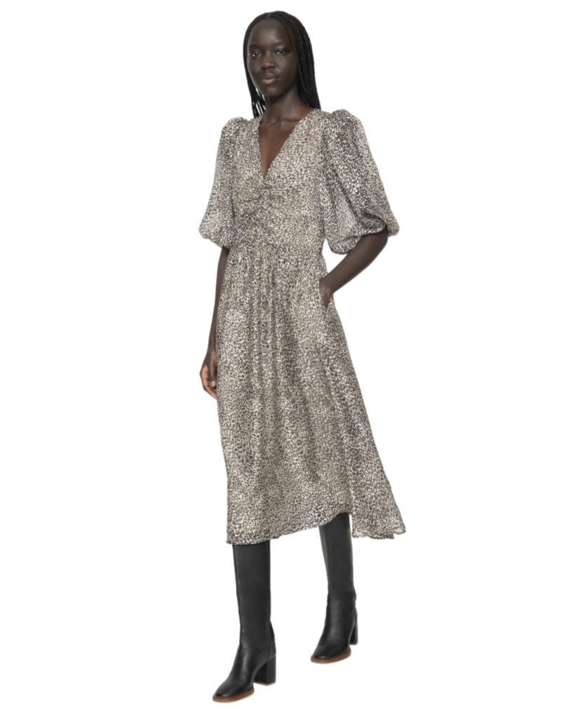 Sea New York CHARLIZE PRINT RUCHED S/SLV DRESS