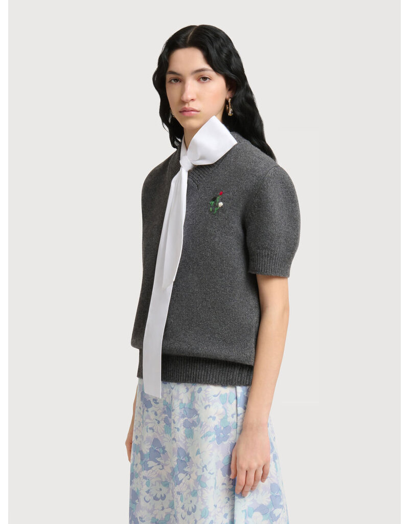Marni V NECK SWEATER W FLOWER EMBRIODERY