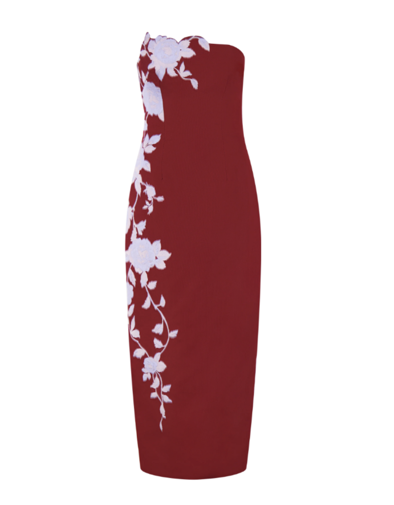LELA ROSE ROSE FIL COUPE STRAPLESS DRESS