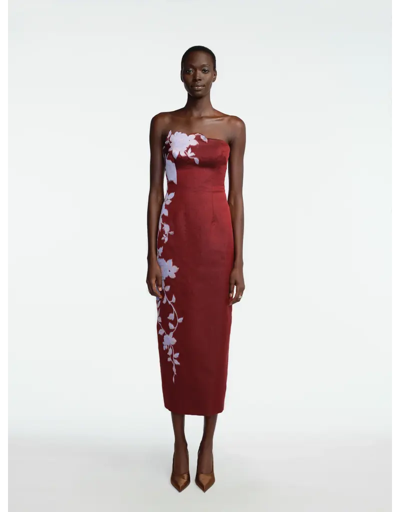 LELA ROSE ROSE FIL COUPE STRAPLESS DRESS