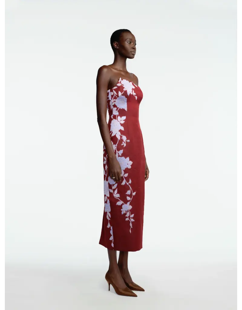 LELA ROSE ROSE FIL COUPE STRAPLESS DRESS