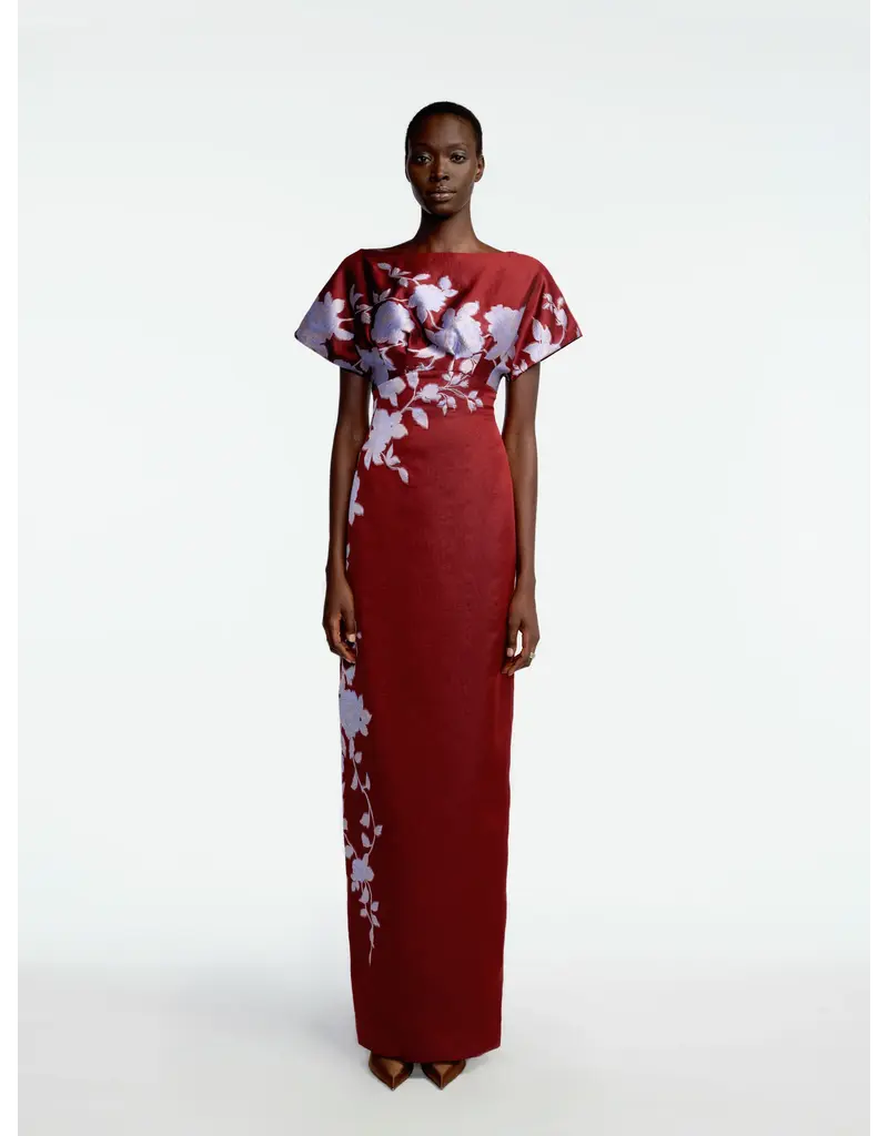 LELA ROSE ROSE FIL COUPE COLUMN GOWN
