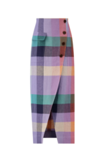 LELA ROSE PLAID LINEN ASYMMETRICAL SKIRT