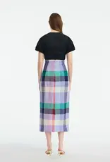 LELA ROSE PLAID LINEN ASYMMETRICAL SKIRT