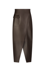 LELA ROSE LEATHER ASYMMETRICAL PENCIL SKIRT