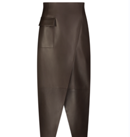 LELA ROSE LEATHER ASYMMETRICAL PENCIL SKIRT