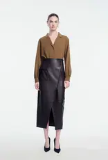 LELA ROSE LEATHER ASYMMETRICAL PENCIL SKIRT