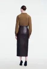 LELA ROSE LEATHER ASYMMETRICAL PENCIL SKIRT
