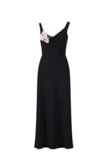 LELA ROSE 3D PEONY EMBRIODERED FLUID CREPE TWIST GOWN