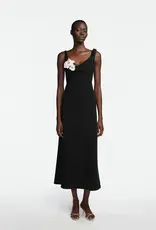 LELA ROSE 3D PEONY EMBRIODERED FLUID CREPE TWIST GOWN