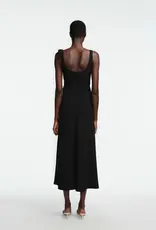 LELA ROSE 3D PEONY EMBRIODERED FLUID CREPE TWIST GOWN